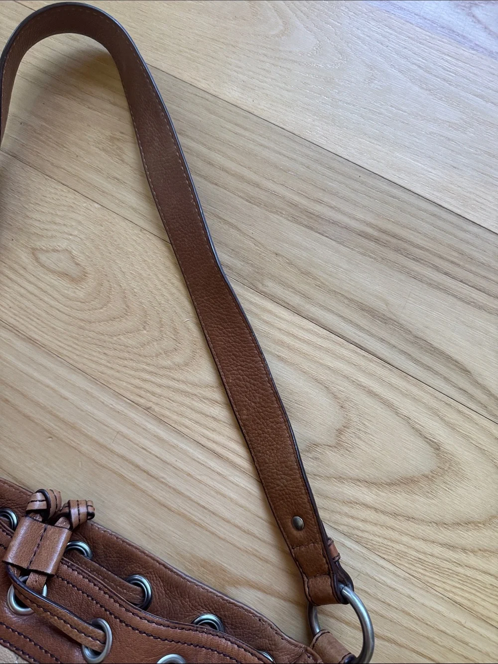 Fossil Patchwork Leather Canvas Shoulder Bag Boho Purse - Picture 10 of 13